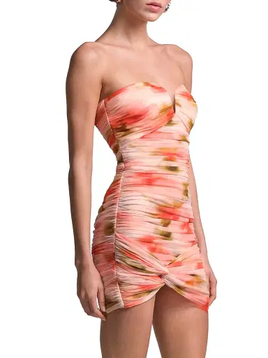 BCBGMAXAZRIA Women's Elia Floral Ruched Mini Dress - Floral Echo Print | Thumbnail 3