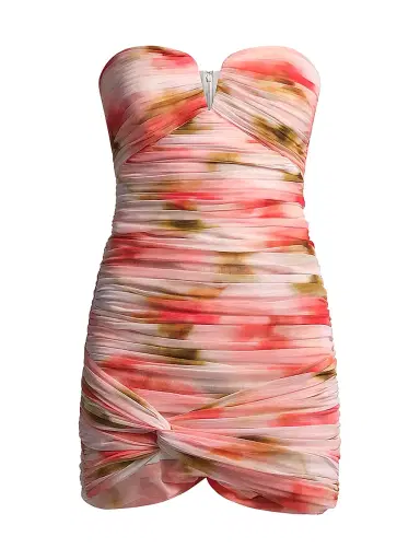 BCBGMAXAZRIA Women's Elia Floral Ruched Mini Dress - Floral Echo Print | Thumbnail 1