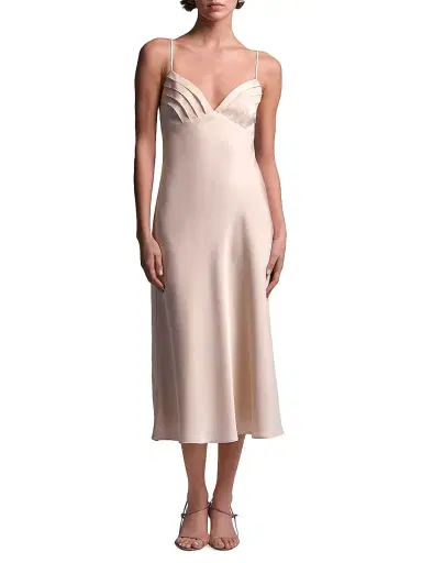 BCBGMAXAZRIA Women's Mona Satin Midi Dress - Peach Blush | Thumbnail 2 BCBGMAXAZRIA Women's Mona Satin Midi Dress - Peach Blush | Thumbnail 2