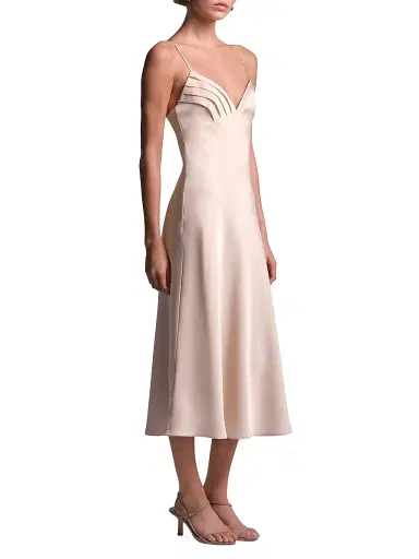 BCBGMAXAZRIA Women's Mona Satin Midi Dress - Peach Blush | Thumbnail 3 BCBGMAXAZRIA Women's Mona Satin Midi Dress - Peach Blush | Thumbnail 3