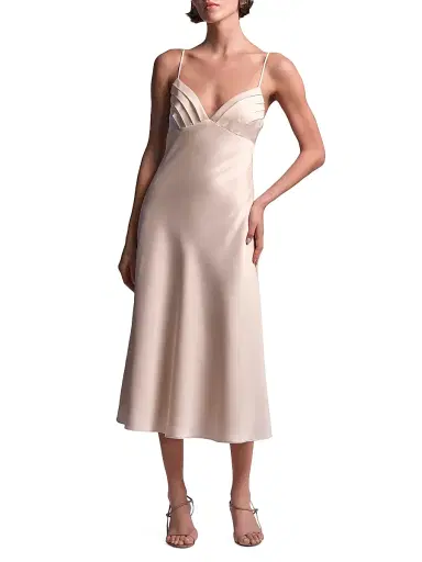 BCBGMAXAZRIA Women's Mona Satin Midi Dress - Peach Blush | Thumbnail 5 BCBGMAXAZRIA Women's Mona Satin Midi Dress - Peach Blush | Thumbnail 5