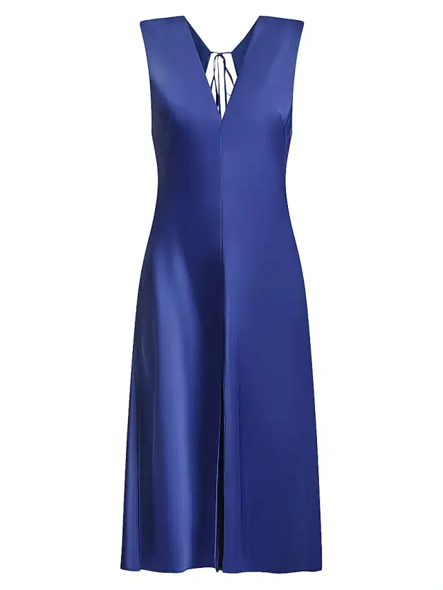 BCBGMAXAZRIA Women's Leha Cut-Out-Back Satin Midi Dress - Ultra Violet