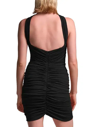BCBGMAXAZRIA Women's Zoe Ruched Mini Dress - Black - Size 14 | Thumbnail 4