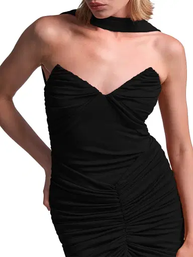 BCBGMAXAZRIA Women's Zoe Ruched Mini Dress - Black - Size 14 | Thumbnail 6