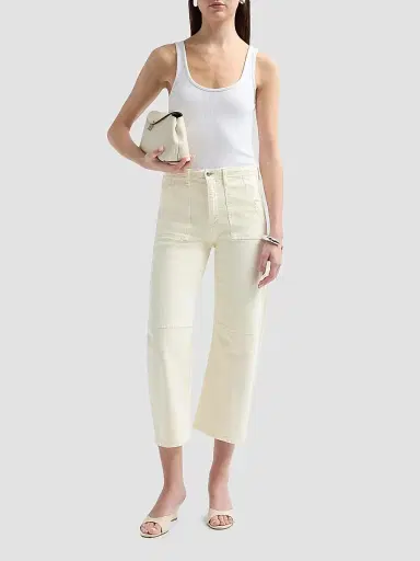 Le Jean Women's Petite Utility Soft Barrel Jeans - Lemon Yellow | Thumbnail 2
