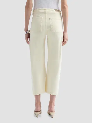 Le Jean Women's Petite Utility Soft Barrel Jeans - Lemon Yellow | Thumbnail 3