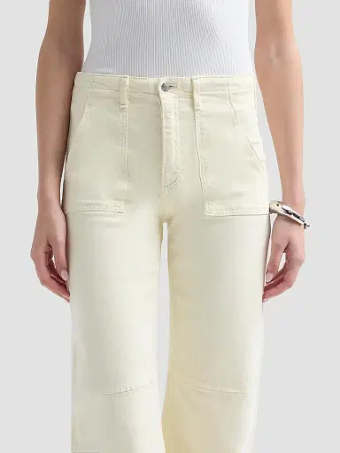 Le Jean Women's Petite Utility Soft Barrel Jeans - Lemon Yellow | Thumbnail 5