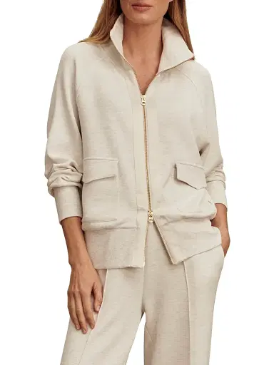 Varley Women's Roxbury Solid Zip-Front Jacket - Ivory Marl - Size Medium | Thumbnail 3