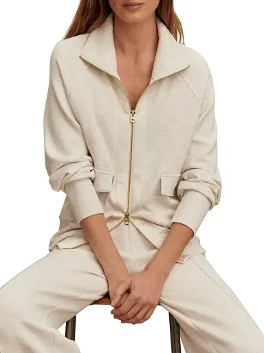 Varley Women's Roxbury Solid Zip-Front Jacket - Ivory Marl - Size Medium | Thumbnail 4