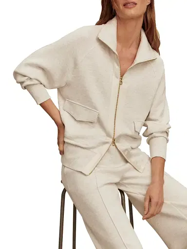 Varley Women's Roxbury Solid Zip-Front Jacket - Ivory Marl - Size Medium | Thumbnail 5
