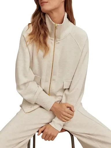 Varley Women's Roxbury Solid Zip-Front Jacket - Ivory Marl - Size Medium | Thumbnail 7