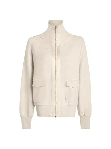 Varley Women's Roxbury Solid Zip-Front Jacket - Ivory Marl - Size Medium | Thumbnail 1