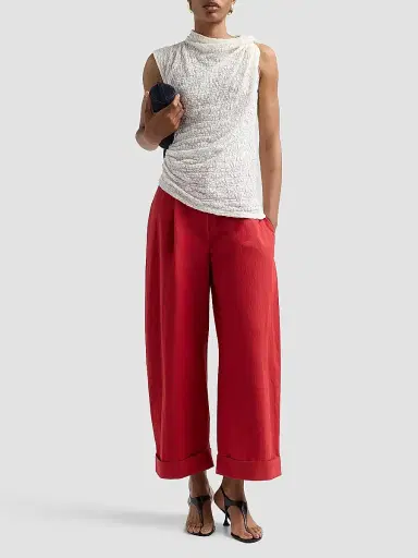 Proenza Schouler White Label Women's Circe Draped Floral Cotton-Blend Top - Alabaster - Size Large | Thumbnail 2 Proenza Schouler White Label Women's Circe Draped Floral Cotton-Blend Top - Alabaster - Size Large | Thumbnail 2