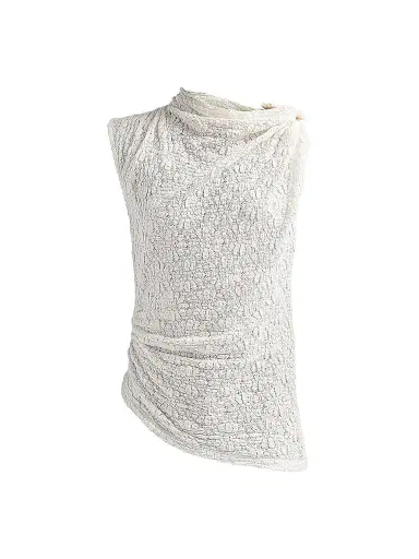 Proenza Schouler White Label Women's Circe Draped Floral Cotton-Blend Top - Alabaster - Size Large | Thumbnail 1 Proenza Schouler White Label Women's Circe Draped Floral Cotton-Blend Top - Alabaster - Size Large | Thumbnail 1