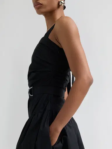 Proenza Schouler White Label Women's Natalie Stretch-Cotton Tie-Waist A-Line Midi Dress - Black - Size 12 | Thumbnail 5 Proenza Schouler White Label Women's Natalie Stretch-Cotton Tie-Waist A-Line Midi Dress - Black - Size 12 | Thumbnail 5