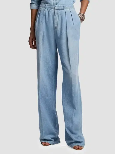 Ralph Lauren Collection Women's Livie Pleated Denim Jeans - Cirrus Indigo | Thumbnail 2