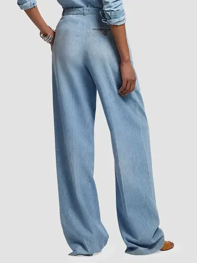 Ralph Lauren Collection Women's Livie Pleated Denim Jeans - Cirrus Indigo | Thumbnail 4