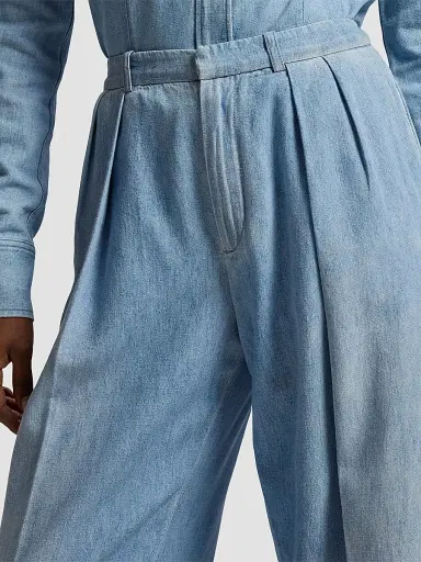 Ralph Lauren Collection Women's Livie Pleated Denim Jeans - Cirrus Indigo | Thumbnail 6