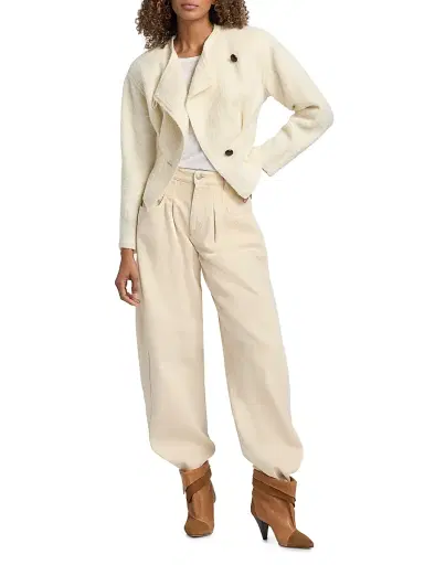 Isabel Marant Women's Suna Wool-Blend Asymmetric Jacket - Ecru | Thumbnail 2