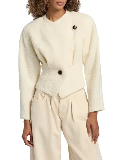 Isabel Marant Women's Suna Wool-Blend Asymmetric Jacket - Ecru | Thumbnail 3