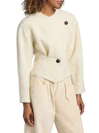 Isabel Marant Women's Suna Wool-Blend Asymmetric Jacket - Ecru | Thumbnail 4