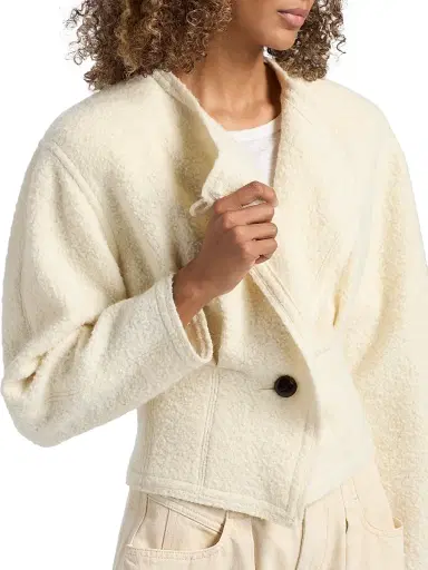 Isabel Marant Women's Suna Wool-Blend Asymmetric Jacket - Ecru | Thumbnail 6