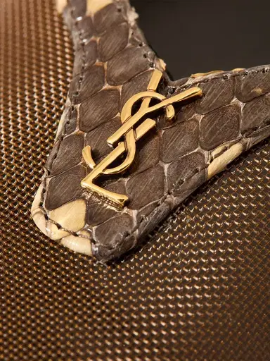 Saint Laurent Women's Folie Slingback Pumps in Mesh and Python - Sand | Thumbnail 4