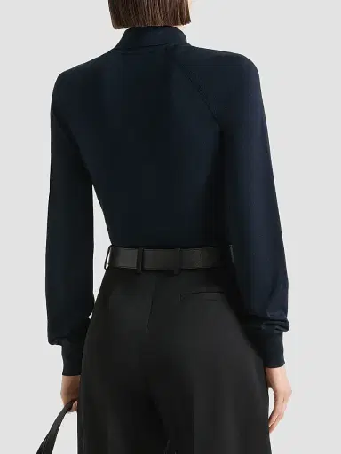 Givenchy Women's Polo Sweater in Cotton and Silk - Navy - Size XS | Thumbnail 5 Givenchy Women's Polo Sweater in Cotton and Silk - Navy - Size XS | Thumbnail 5