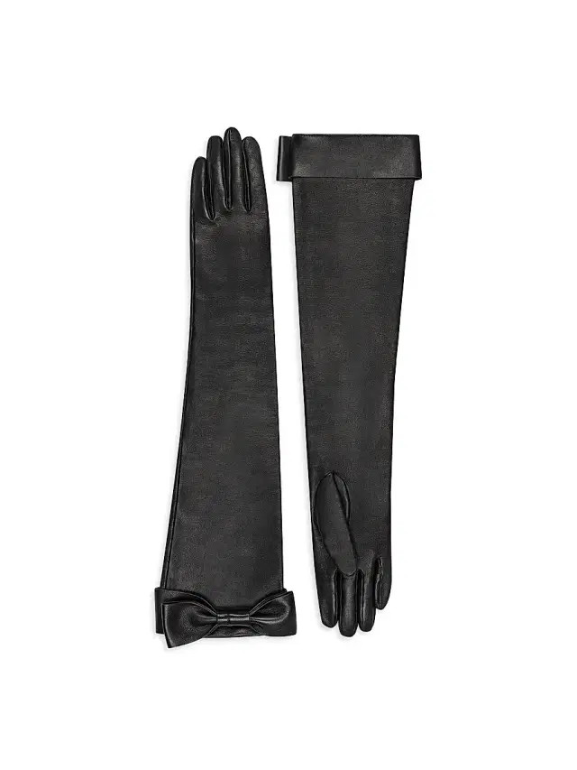Givenchy Women's Long Gloves in Nappa Leather with Bow - Black