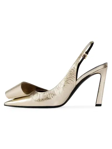 Givenchy Women's Twisted Ribbon Slingbacks Pumps in Metallic Leather | Thumbnail 3 Givenchy Women's Twisted Ribbon Slingbacks Pumps in Metallic Leather | Thumbnail 3
