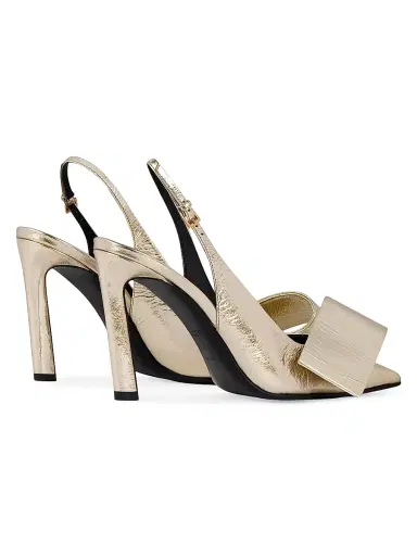 Givenchy Women's Twisted Ribbon Slingbacks Pumps in Metallic Leather | Thumbnail 4 Givenchy Women's Twisted Ribbon Slingbacks Pumps in Metallic Leather | Thumbnail 4