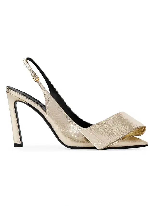 Givenchy Women's Twisted Ribbon Slingbacks Pumps in Metallic Leather - Golden