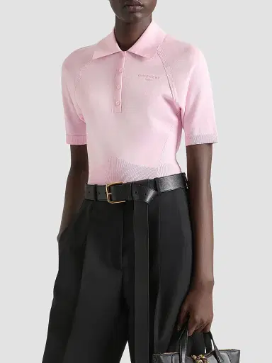 Givenchy Women's Polo Sweater in Cotton and Silk - Light Pink - Size XS | Thumbnail 4 Givenchy Women's Polo Sweater in Cotton and Silk - Light Pink - Size XS | Thumbnail 4