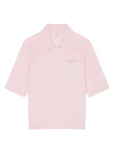Givenchy Women's Polo Sweater in Cotton and Silk - Light Pink - Size XS | Thumbnail 1 Givenchy Women's Polo Sweater in Cotton and Silk - Light Pink - Size XS | Thumbnail 1