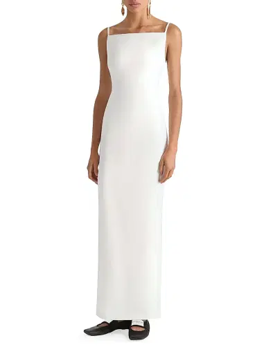 Givenchy Women's Sliced Long Dress in Crepe Cady - Ivory - Size 8 | Thumbnail 2 Givenchy Women's Sliced Long Dress in Crepe Cady - Ivory - Size 8 | Thumbnail 2