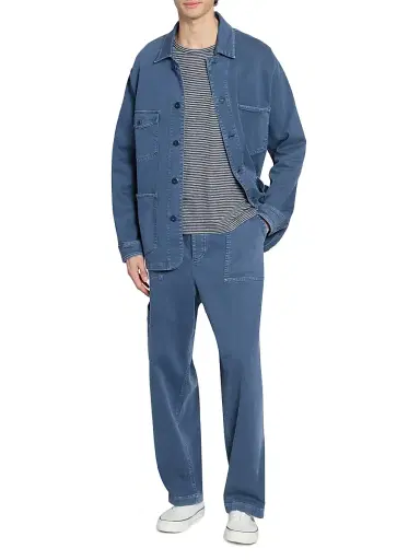 OFFICINE GÉNÉRALE Men's Striped Wool-Blend Long-Sleeve Shirt | Thumbnail 2