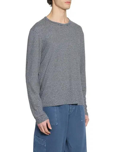 OFFICINE GÉNÉRALE Men's Striped Wool-Blend Long-Sleeve Shirt | Thumbnail 4