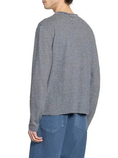 OFFICINE GÉNÉRALE Men's Striped Wool-Blend Long-Sleeve Shirt | Thumbnail 5