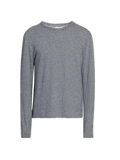 OFFICINE GÉNÉRALE Men Striped Wool-Blend Long-Sleeve Shirt | Thumbnail 1 OFFICINE GÉNÉRALE Men Striped Wool-Blend Long-Sleeve Shirt | Thumbnail 1