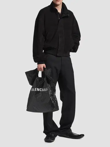 Balenciaga Men's Blouson Suede Jacket - Black - Size XS | Thumbnail 2