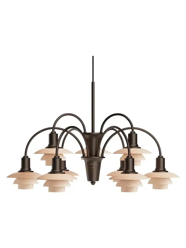 Louis Poulsen Ph 1/1 Aged Brass 9-Light Chandelier - Brass Dusty Terracotta