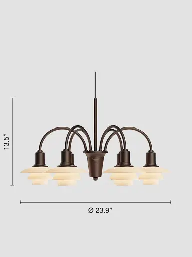 Louis Poulsen Ph 1/1 Aged Brass 6-Light Chandelier | Thumbnail 3