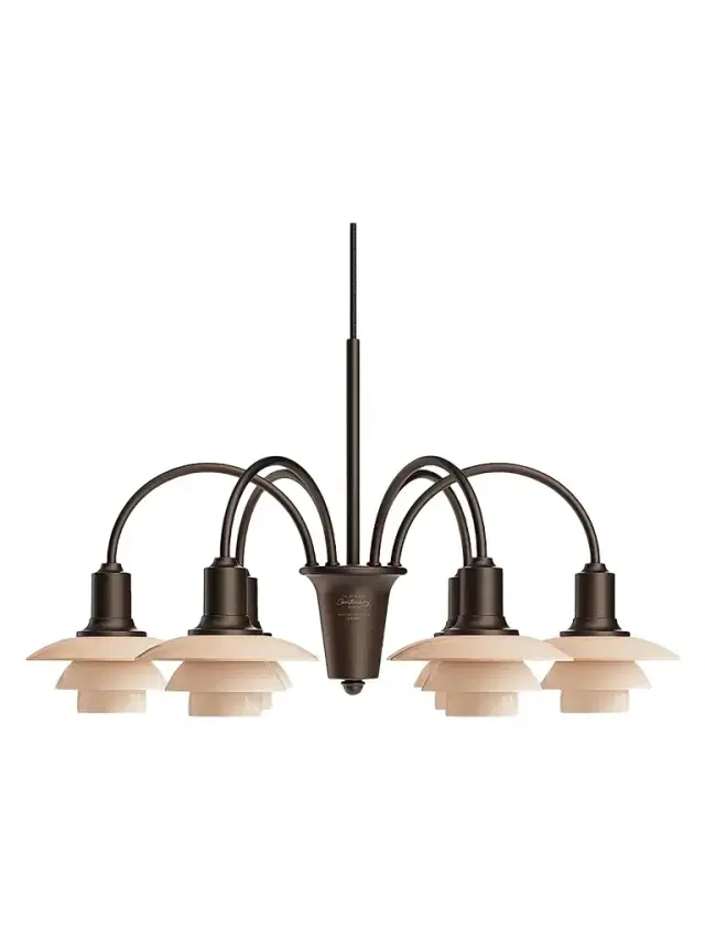 Louis Poulsen Ph 1/1 Aged Brass 6-Light Chandelier - Brass Dusty Terracotta