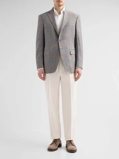 Canali Men's Plaid Wool Sport Coat - Tan - Size 44 | Thumbnail 2