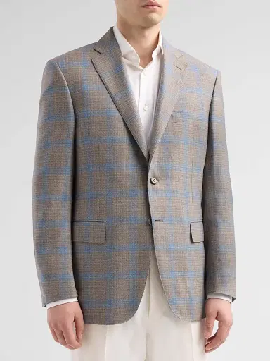 Canali Men's Plaid Wool Sport Coat - Tan - Size 44 | Thumbnail 4