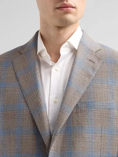 Canali Men's Plaid Wool Sport Coat - Tan - Size 44 | Thumbnail 5