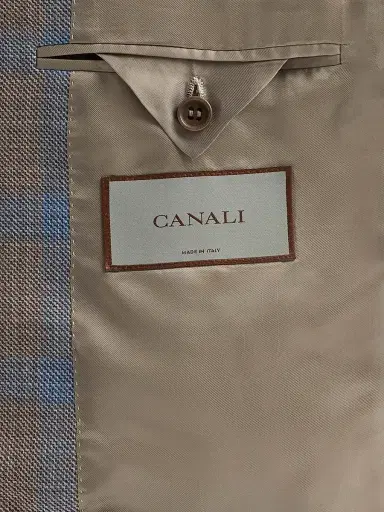 Canali Men's Plaid Wool Sport Coat - Tan - Size 44 | Thumbnail 6