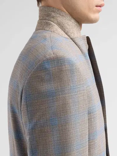 Canali Men's Plaid Wool Sport Coat - Tan - Size 44 | Thumbnail 7