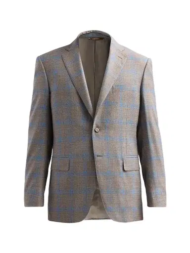 Canali Men's Plaid Wool Sport Coat - Tan - Size 44 | Thumbnail 1