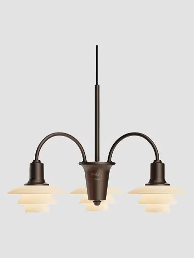 Louis Poulsen Ph 1/1 Aged Brass 3-Light Chandelier | Thumbnail 2 Louis Poulsen Ph 1/1 Aged Brass 3-Light Chandelier | Thumbnail 2